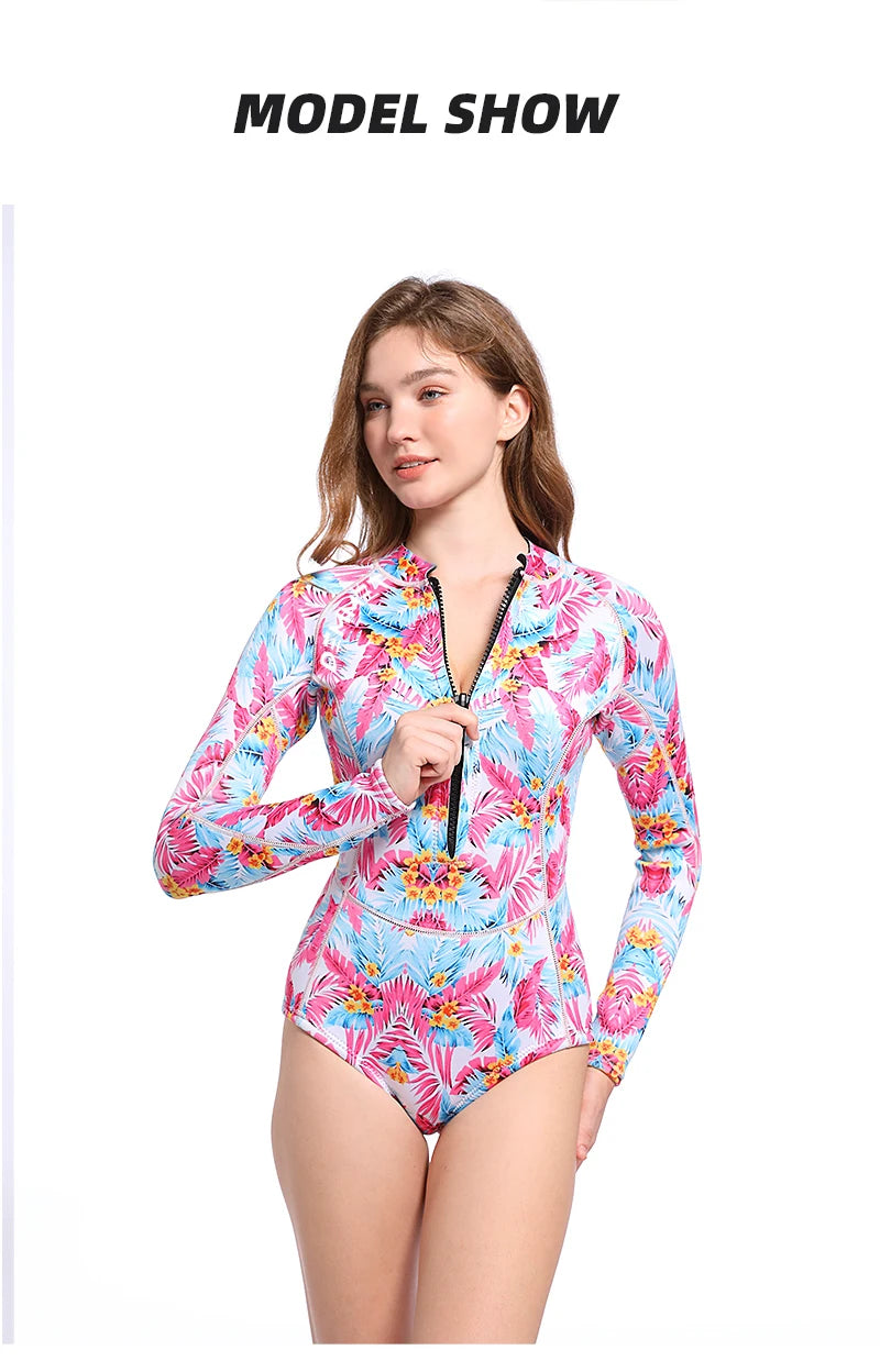 DEMMET Women’s 1.5MM/3MM Neoprene Diving Suit – Long Sleeve Bikini Swimsuit
