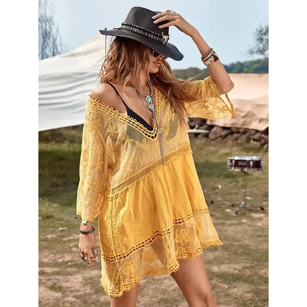Deep V Neck Boho Beach Dress