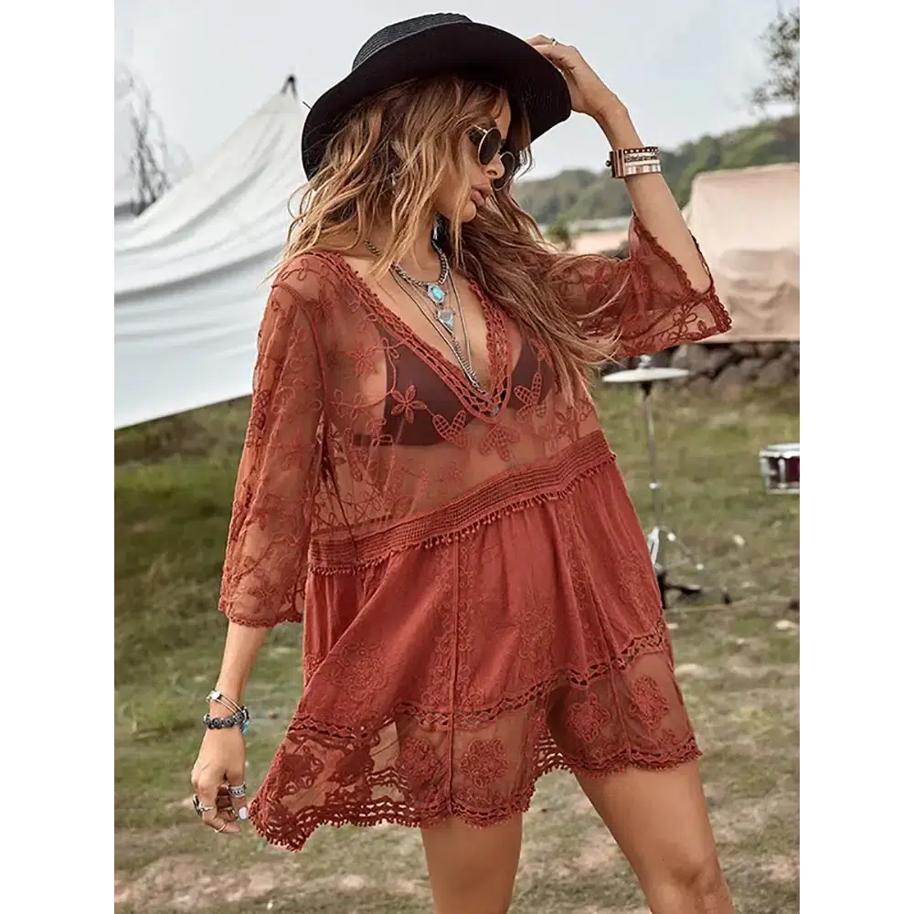 Deep V Neck Boho Beach Dress