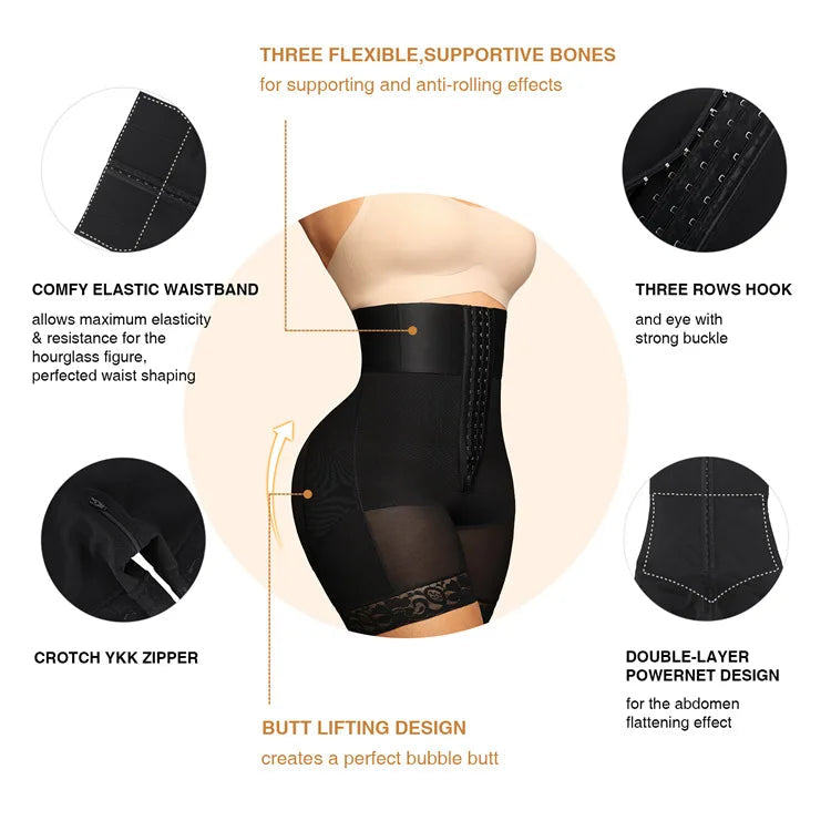 Fajas Colombiana 3-Boned Sculpting Girdle – Slimming Butt Lifter Shaping Shorts