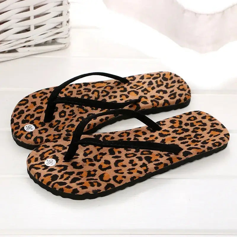 Fashion Rubber Leopard Print Flip Flops