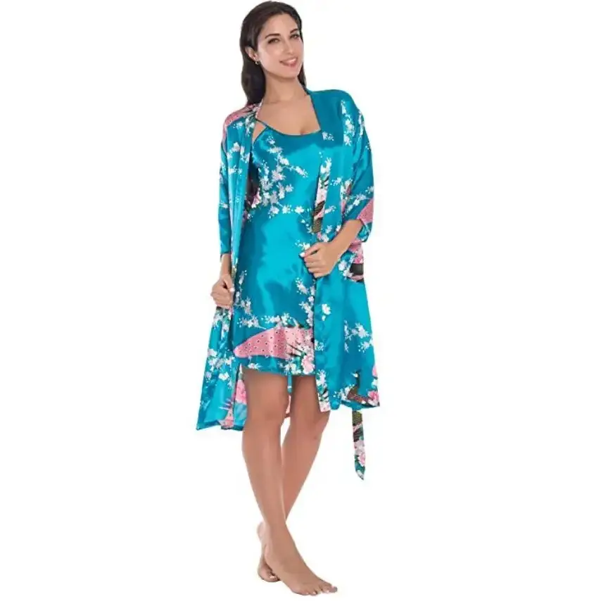 Fashion Women's Summer Mini Kimono Robe Lady Rayon Bath Gown Yukata Nightgown Sleepwear Sleepshirts Pijama Mujer Size M-XL