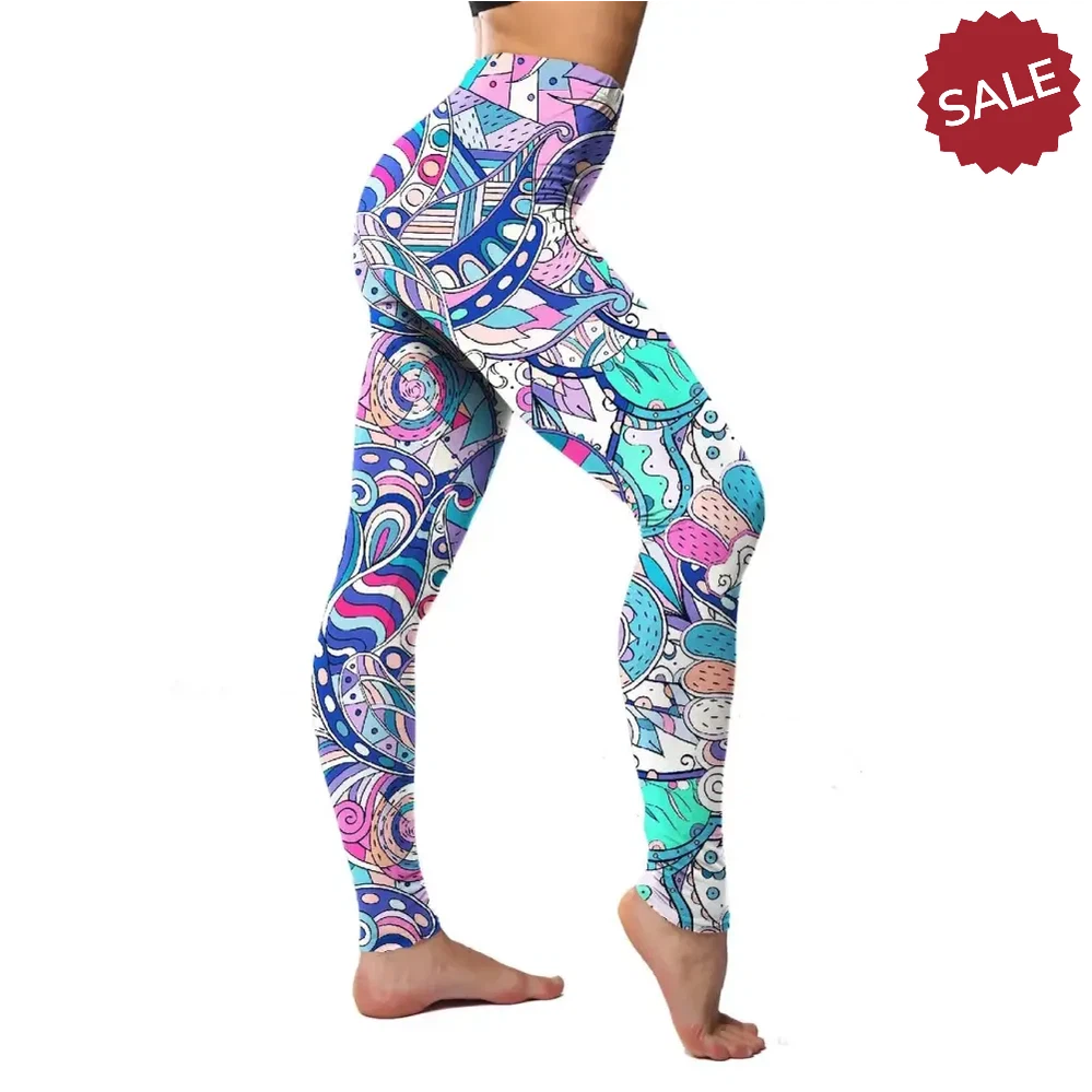 Floral Casual High Waist Fitness Leggings – Women’s Stretchy Workout Yoga Pants
