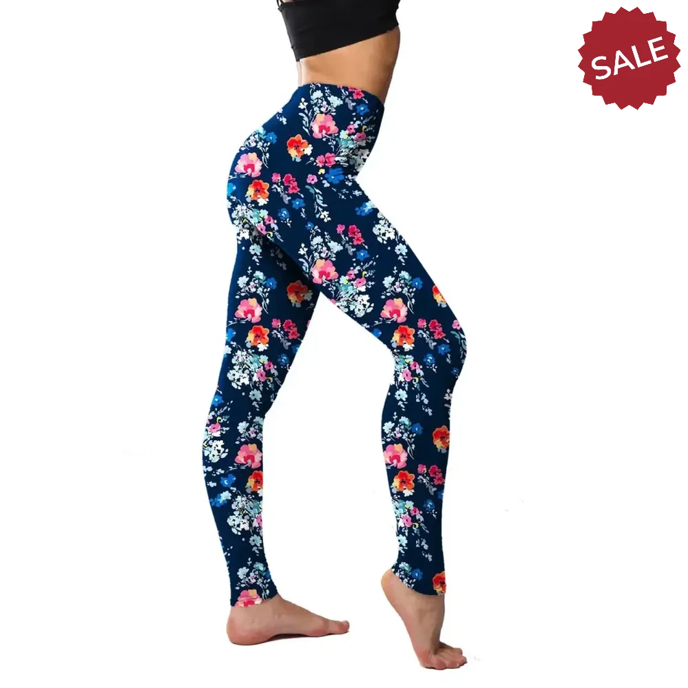 Floral Casual High Waist Fitness Leggings – Women’s Stretchy Workout Yoga Pants