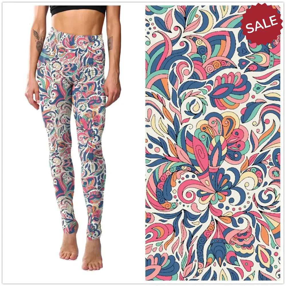Floral Casual High Waist Fitness Leggings – Women’s Stretchy Workout Yoga Pants