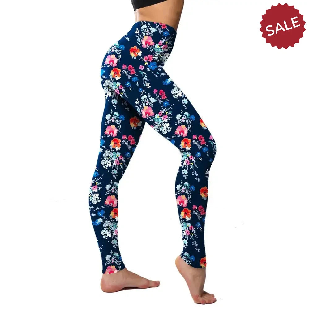 Floral Casual High Waist Fitness Leggings – Women’s Stretchy Workout Yoga Pants