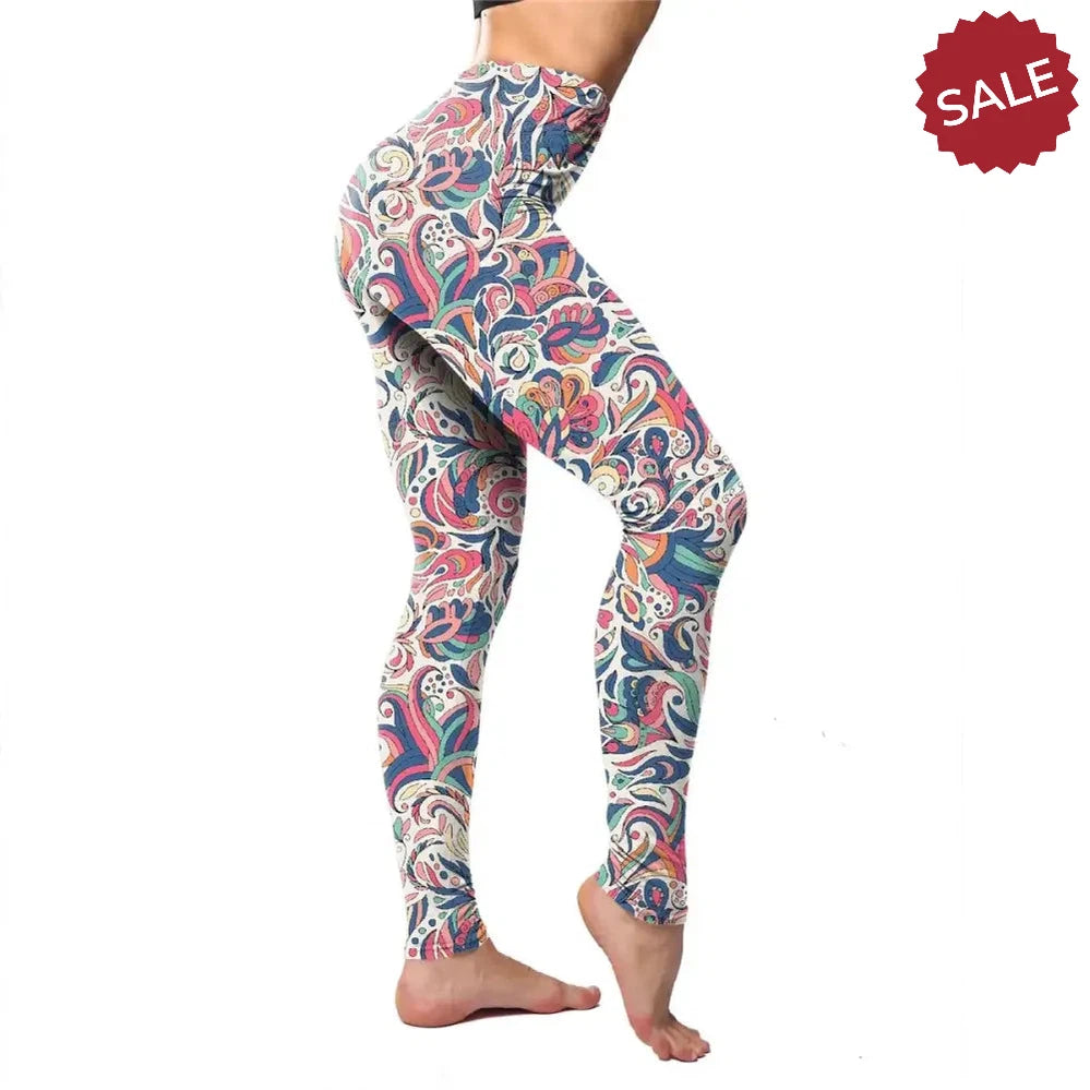 Floral Casual High Waist Fitness Leggings – Women’s Stretchy Workout Yoga Pants