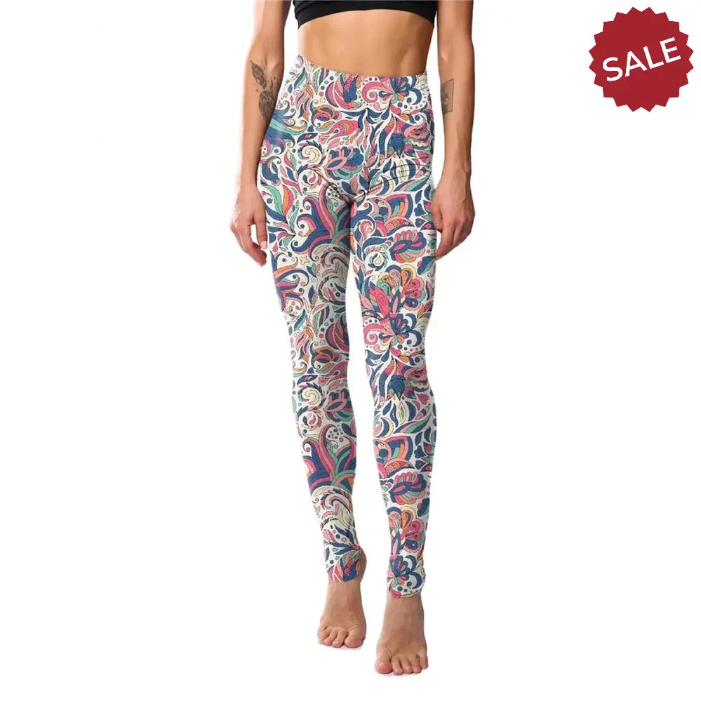 Floral Casual High Waist Fitness Leggings – Women’s Stretchy Workout Yoga Pants