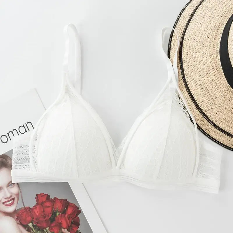 Floral Lace Bras for Women Sexy Lingerie Beauty Back Deep V Lace Push Up Bra Bralette Female Brassiere Wire Free Thin Underwear