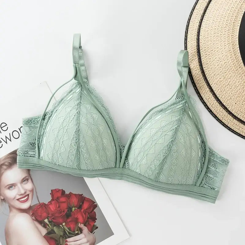 Floral Lace Bras for Women Sexy Lingerie Beauty Back Deep V Lace Push Up Bra Bralette Female Brassiere Wire Free Thin Underwear
