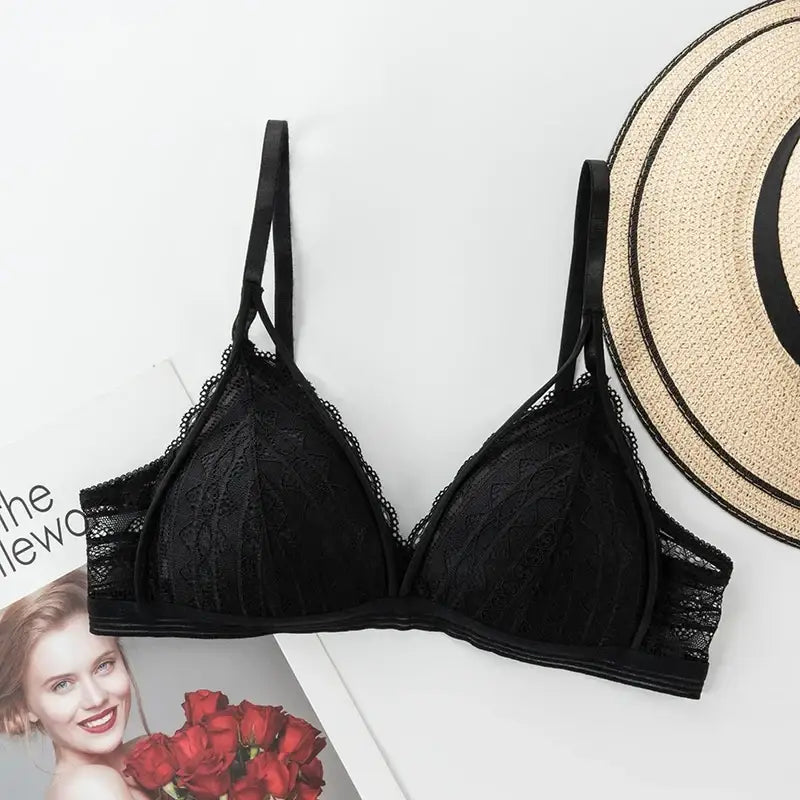 Floral Lace Bras for Women Sexy Lingerie Beauty Back Deep V Lace Push Up Bra Bralette Female Brassiere Wire Free Thin Underwear