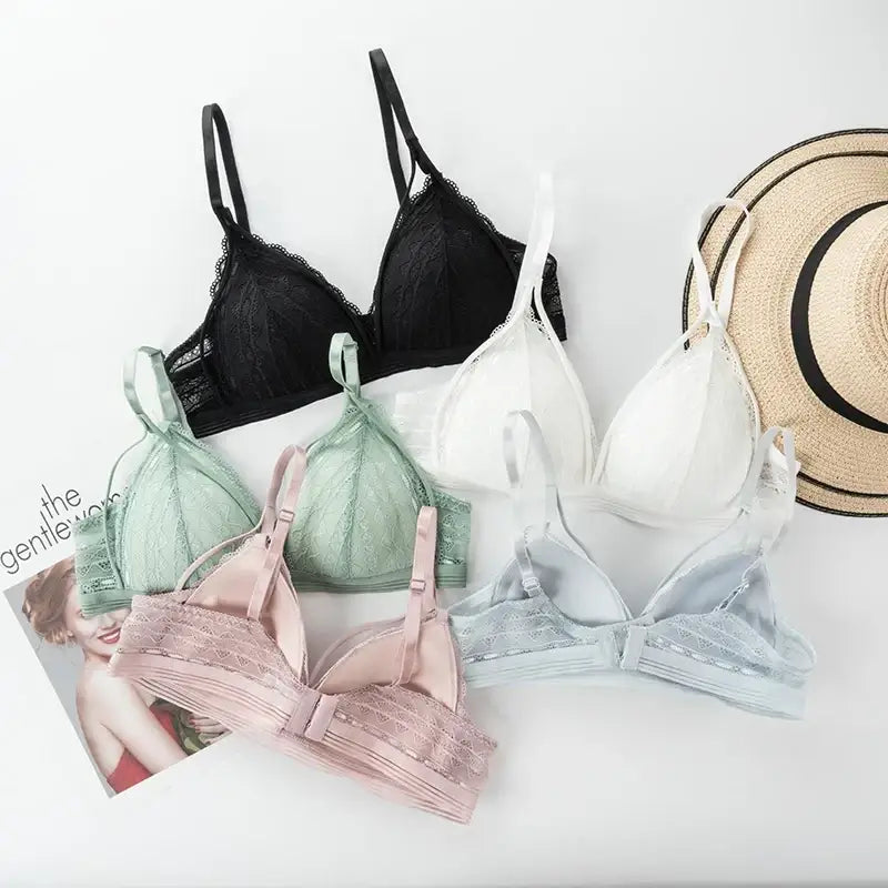 Floral Lace Bras for Women Sexy Lingerie Beauty Back Deep V Lace Push Up Bra Bralette Female Brassiere Wire Free Thin Underwear