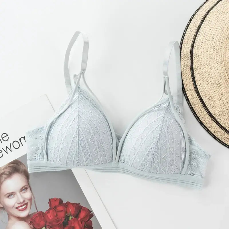 Floral Lace Bras for Women Sexy Lingerie Beauty Back Deep V Lace Push Up Bra Bralette Female Brassiere Wire Free Thin Underwear