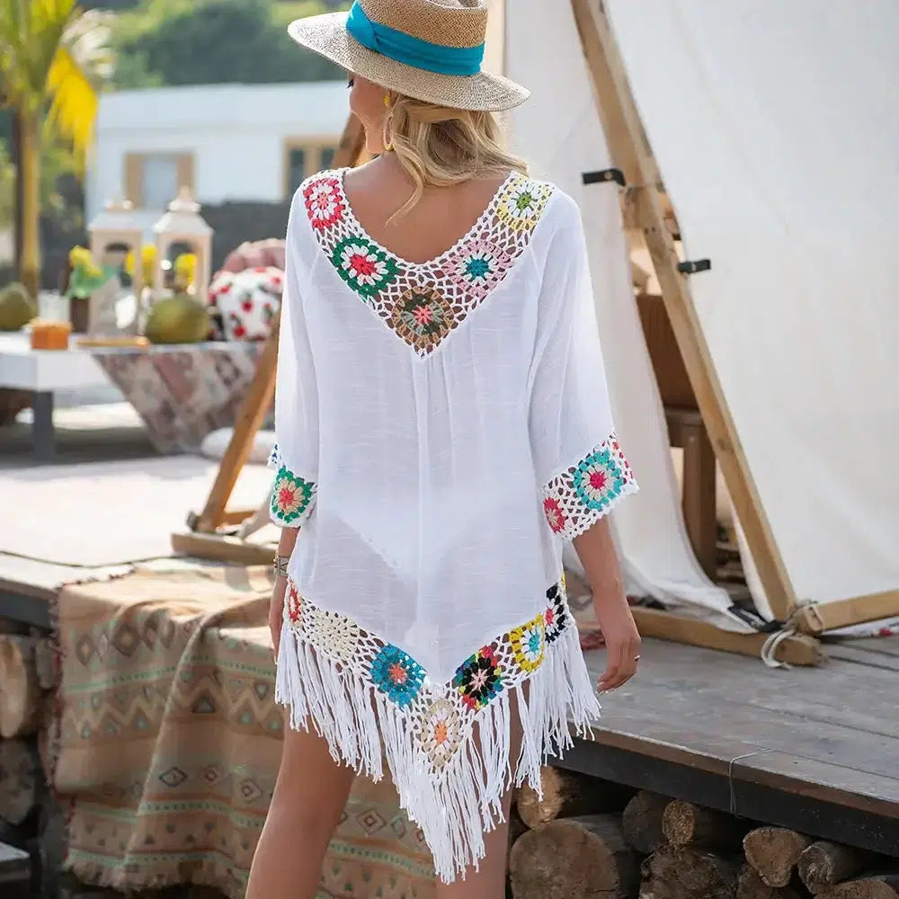 Fringe Trim Bikini Cover Up