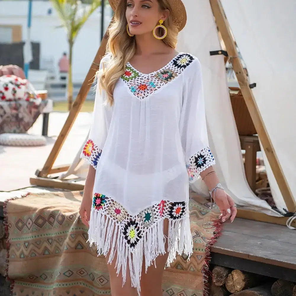 Fringe Trim Bikini Cover Up