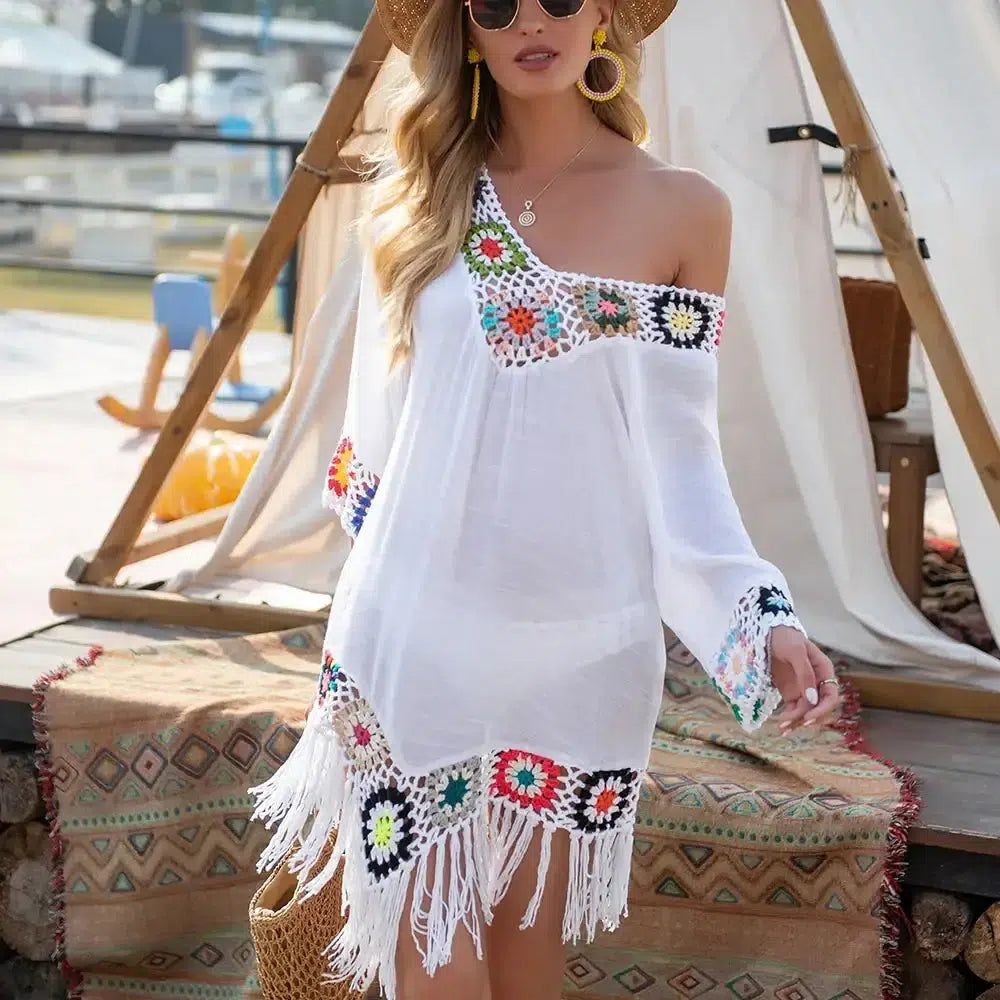 Fringe Trim Bikini Cover Up