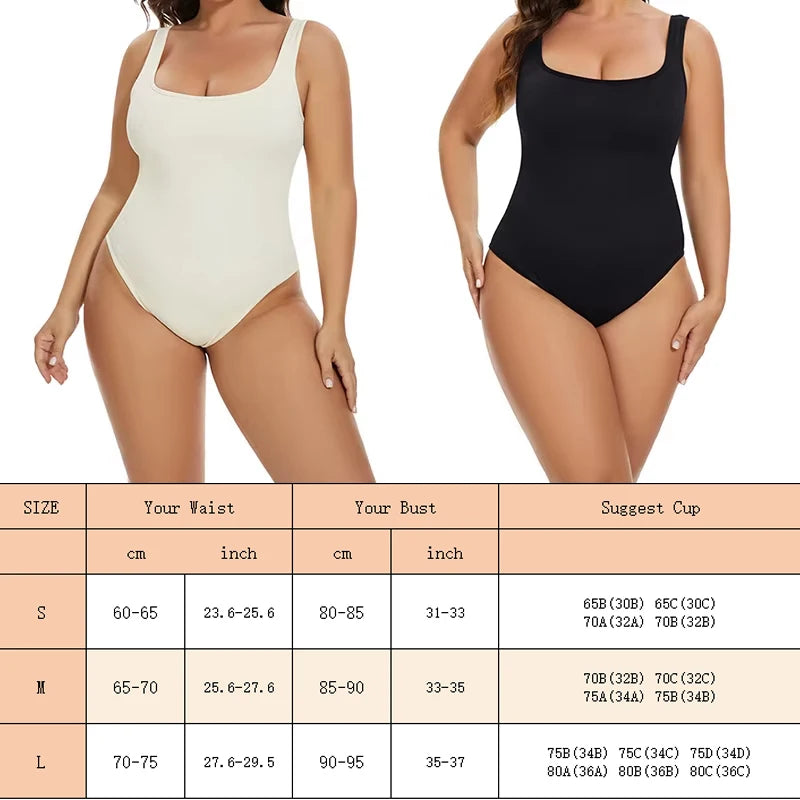 GUUDIA Ribbed Tummy Control Jumpsuit – Daily Shaper Bodysuit with Open Crotch