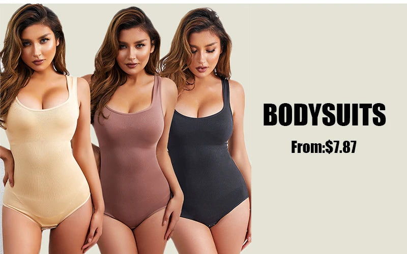 GUUDIA Ribbed Tummy Control Jumpsuit – Daily Shaper Bodysuit with Open Crotch