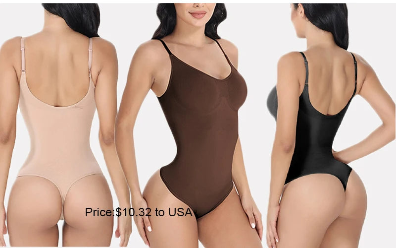 GUUDIA Ribbed Tummy Control Jumpsuit – Daily Shaper Bodysuit with Open Crotch