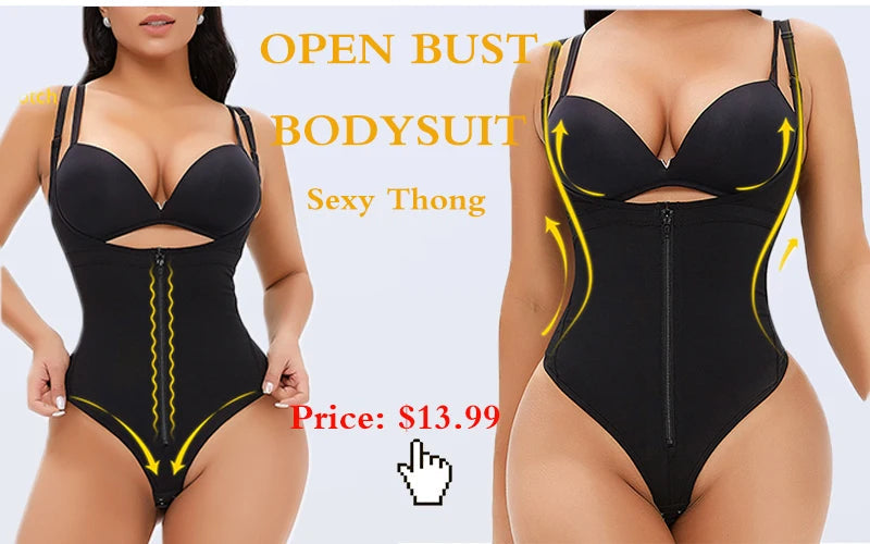 GUUDIA Ribbed Tummy Control Jumpsuit – Daily Shaper Bodysuit with Open Crotch