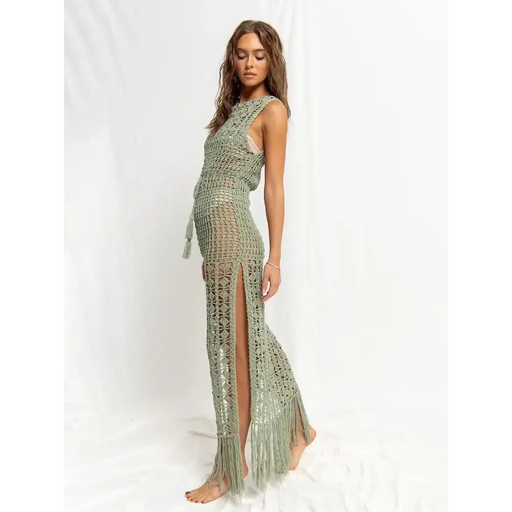Green Crochet Tunic Bikini Cover-up