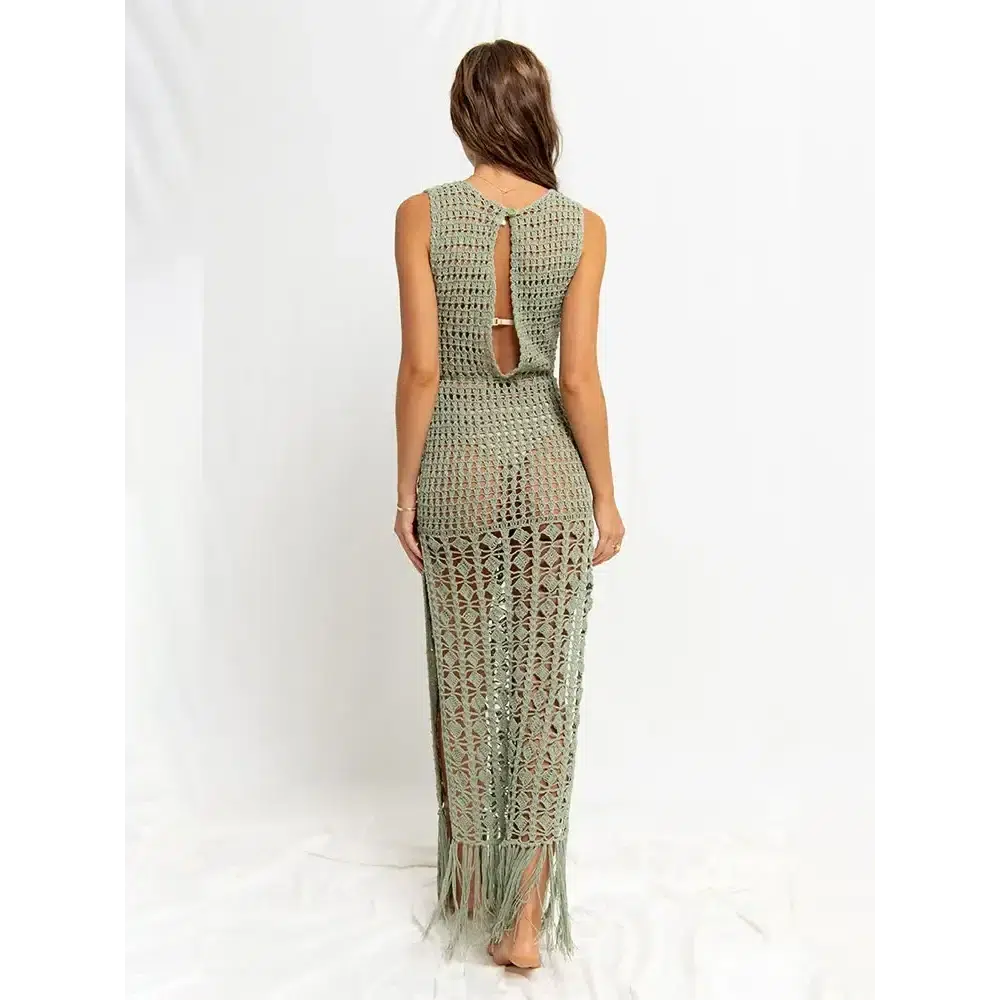 Green Crochet Tunic Bikini Cover-up