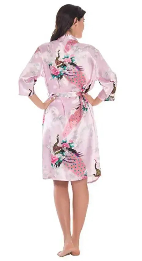 Fashion Women’s Summer Mini Kimono Robe – Rayon Bath Gown Yukata Nightgown
