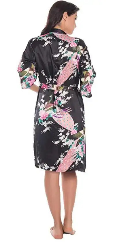 Fashion Women’s Summer Mini Kimono Robe – Rayon Bath Gown Yukata Nightgown