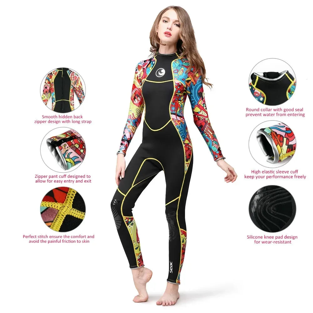 HISEA 3mm Women’s Neoprene Wetsuit with Colour Stitching