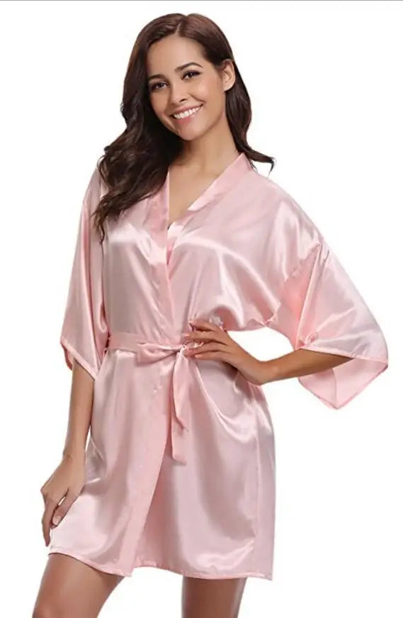RB032 2018 New Silk Kimono Robe Bathrobe