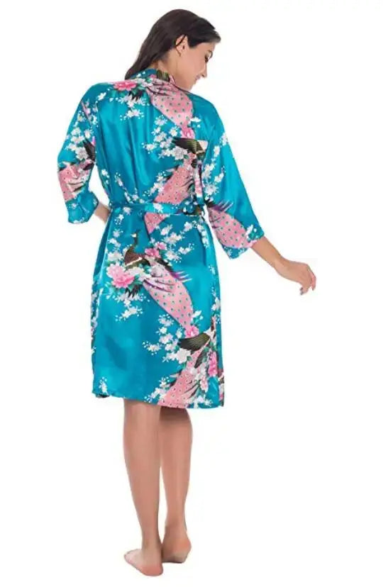 Fashion Women’s Summer Mini Kimono Robe – Rayon Bath Gown Yukata Nightgown