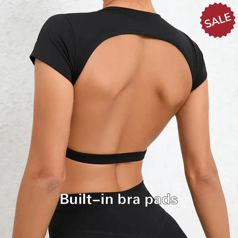 Hearuisavy Sports Shirts – Breathable Backless Workout Crop Tops