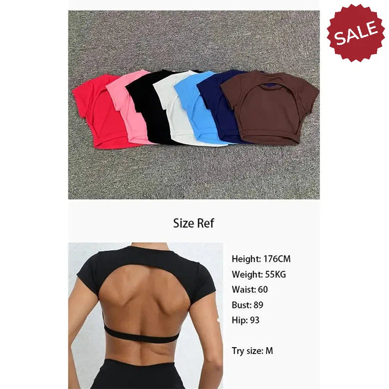 Hearuisavy Sports Shirts – Breathable Backless Workout Crop Tops