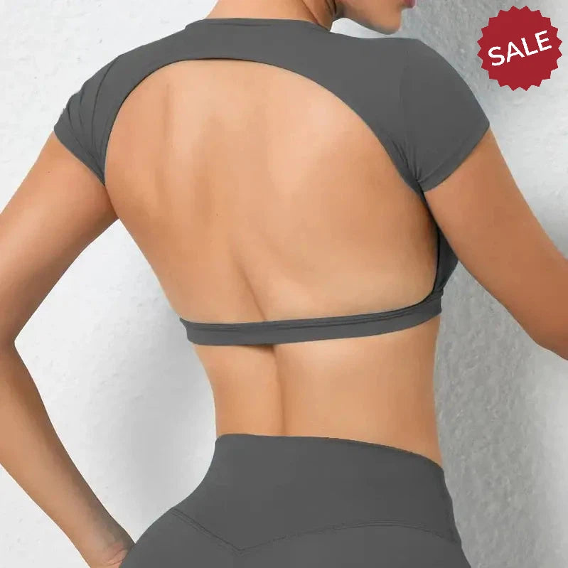 Hearuisavy Sports Shirts – Breathable Backless Workout Crop Tops
