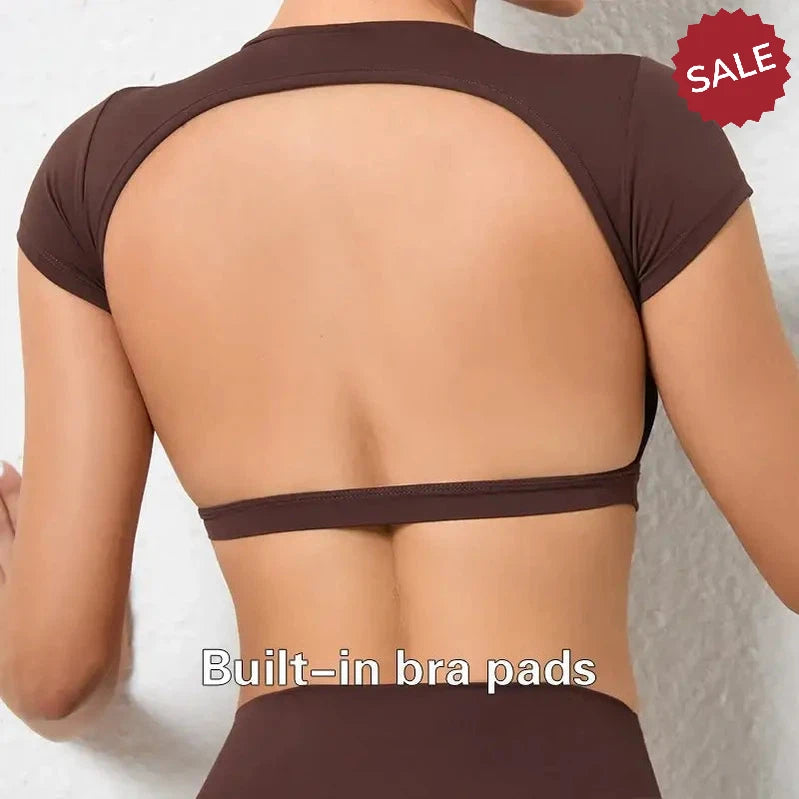 Hearuisavy Sports Shirts – Breathable Backless Workout Crop Tops
