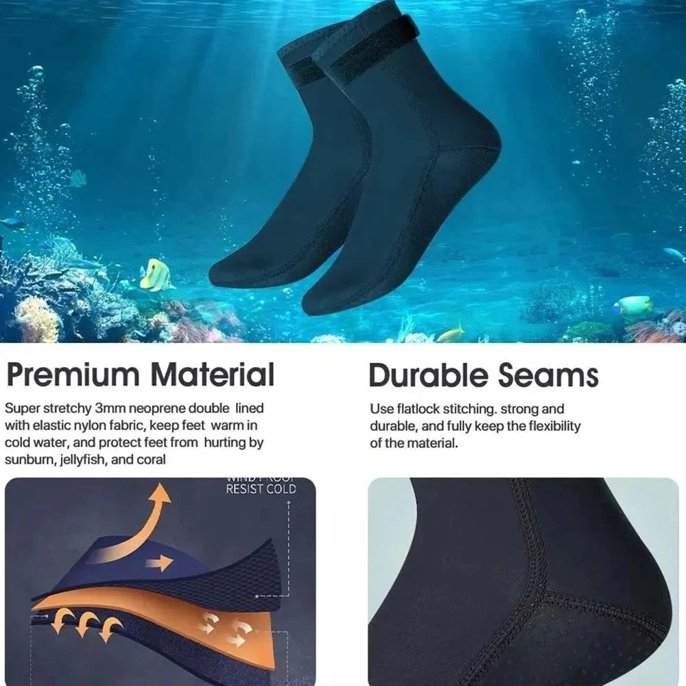 Neoprene 3mm Diving Socks – Anti-Slip Water Socks for Swimming, Kayaking, Surfing