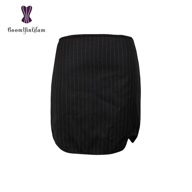 Office Style Women Basques Bustier Stripes Overbust Corsets Top With Skirt Lace Up Boned Corset Dress Plus Size 801