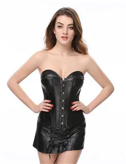 Office Style Women Basques Bustier Stripes Overbust Corsets Top With Skirt Lace Up Boned Corset Dress Plus Size 801