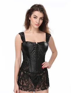 Office Style Women Basques Bustier Stripes Overbust Corsets Top With Skirt Lace Up Boned Corset Dress Plus Size 801