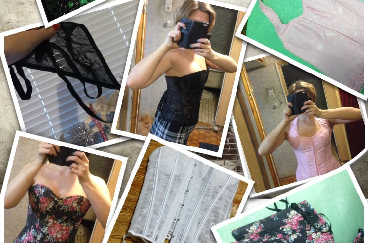 Office Style Women Basques Bustier Stripes Overbust Corsets Top With Skirt Lace Up Boned Corset Dress Plus Size 801