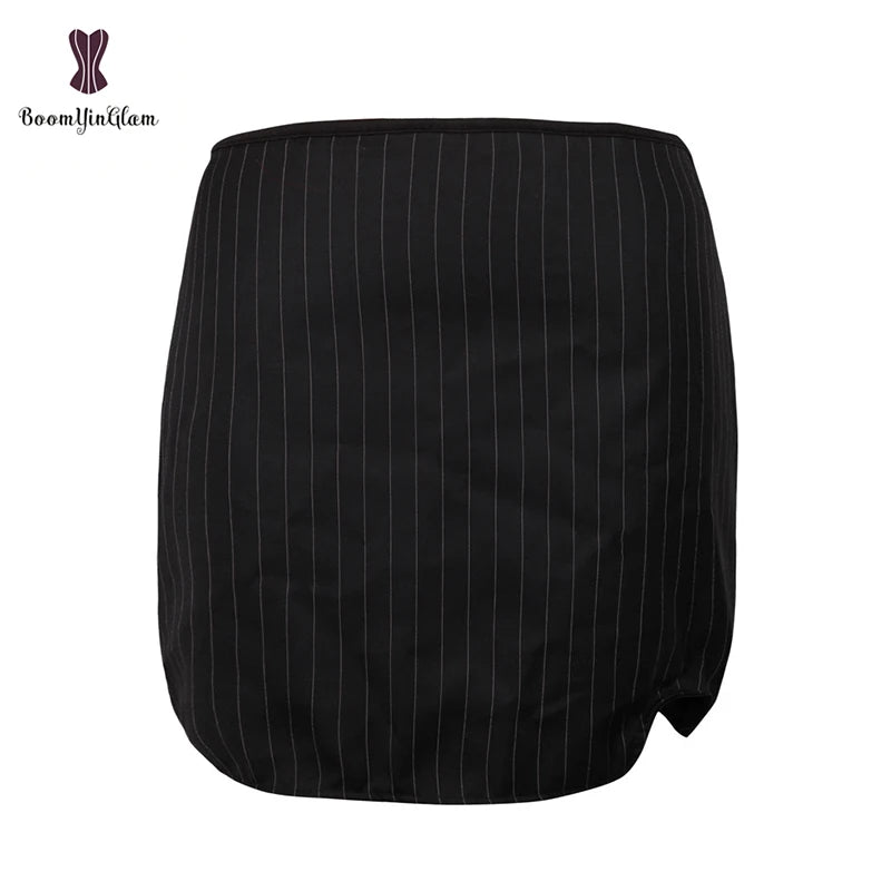 Office Style Women Basques Bustier Stripes Overbust Corsets Top With Skirt Lace Up Boned Corset Dress Plus Size 801