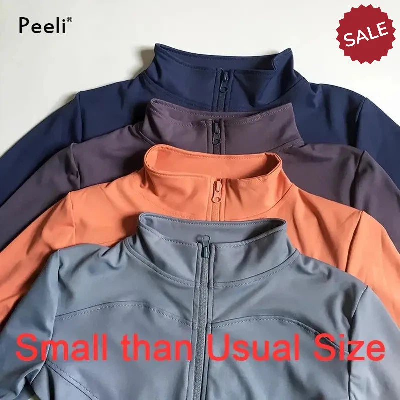 Peeli Long Sleeve Sports Jacket – Women’s Zip Fitness Yoga Shirt