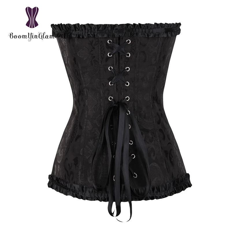 Plus Size Body Shapewear Costumes Women lingerie Sexy Pleated Trim Corset Lace Up Corsets And Bustiers With G String 810#