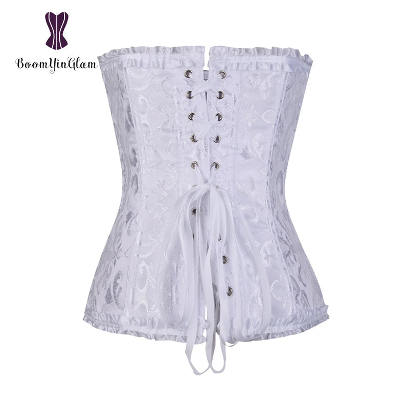 Plus Size Body Shapewear Costumes Women lingerie Sexy Pleated Trim Corset Lace Up Corsets And Bustiers With G String 810#