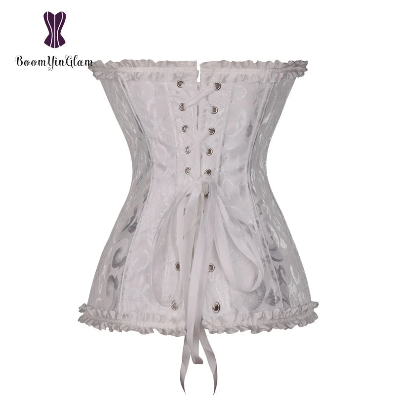 Plus Size Body Shapewear Costumes Women lingerie Sexy Pleated Trim Corset Lace Up Corsets And Bustiers With G String 810#
