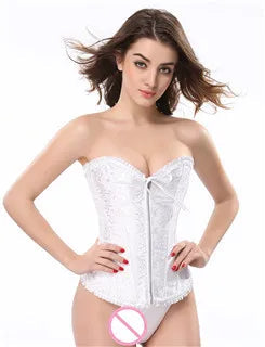 Plus Size Body Shapewear Costumes Women lingerie Sexy Pleated Trim Corset Lace Up Corsets And Bustiers With G String 810#