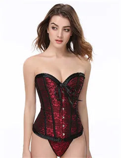 Plus Size Body Shapewear Costumes Women lingerie Sexy Pleated Trim Corset Lace Up Corsets And Bustiers With G String 810#