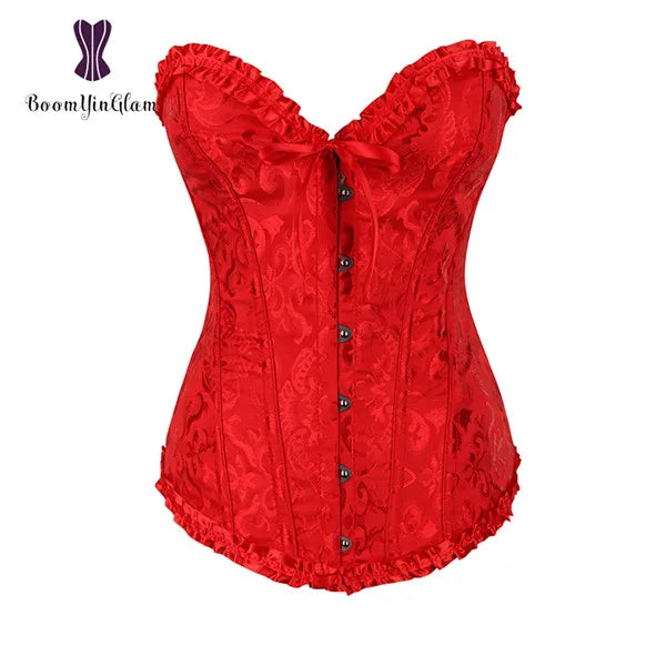 Plus Size Body Shapewear Costumes Women lingerie Sexy Pleated Trim Corset Lace Up Corsets And Bustiers With G String 810#
