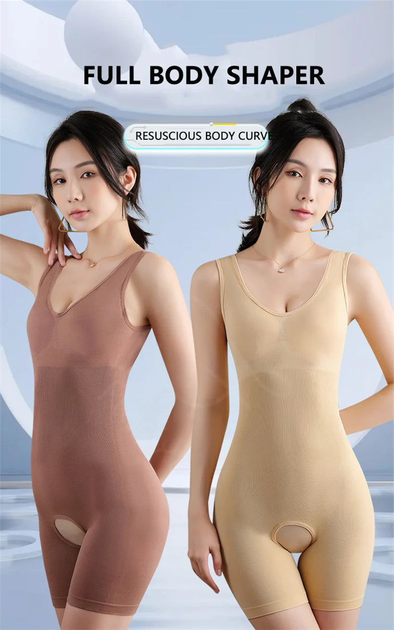 Plus Size Butt Lifter Bodysuit – Open Crotch Tummy Control