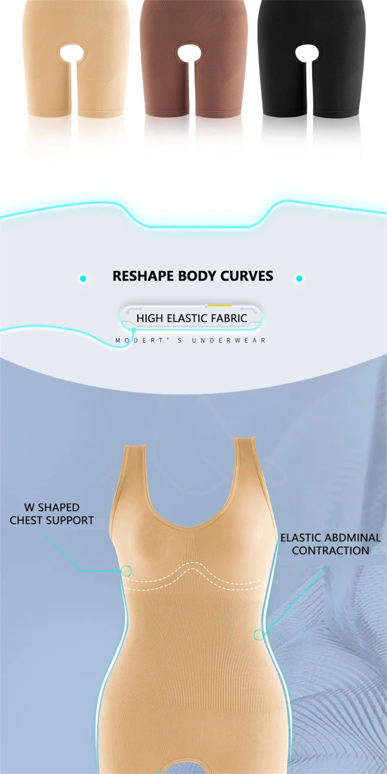 Plus Size Butt Lifter Bodysuit – Open Crotch Tummy Control